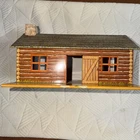 Vintage MARX Tin Litho Building Playset Log Cabin