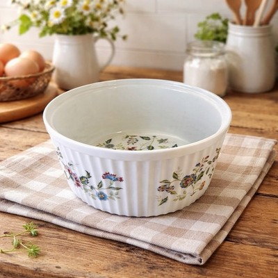 Andrea by Sadek Buckingham 8804 Souffle Dish - 7.5  Floral Fluted Oven-to-Table