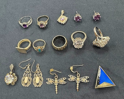 925 STERLING SILVER Jewelry-some matching- 60.61g total weight-CM-0117
