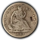 1861-S 50c Seated Liberty Silver Half Dollar - Counterstamp/chopmark - SKU-H3868