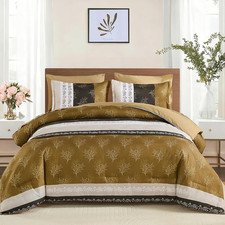 Boho Comforter Set King Size, Brown Striped Bed in a Bag 7 Pieces Comforter with