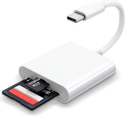 USB-C SD Card Reader for iPhone, iPad & MacBook   2-Slot Memory Adapter