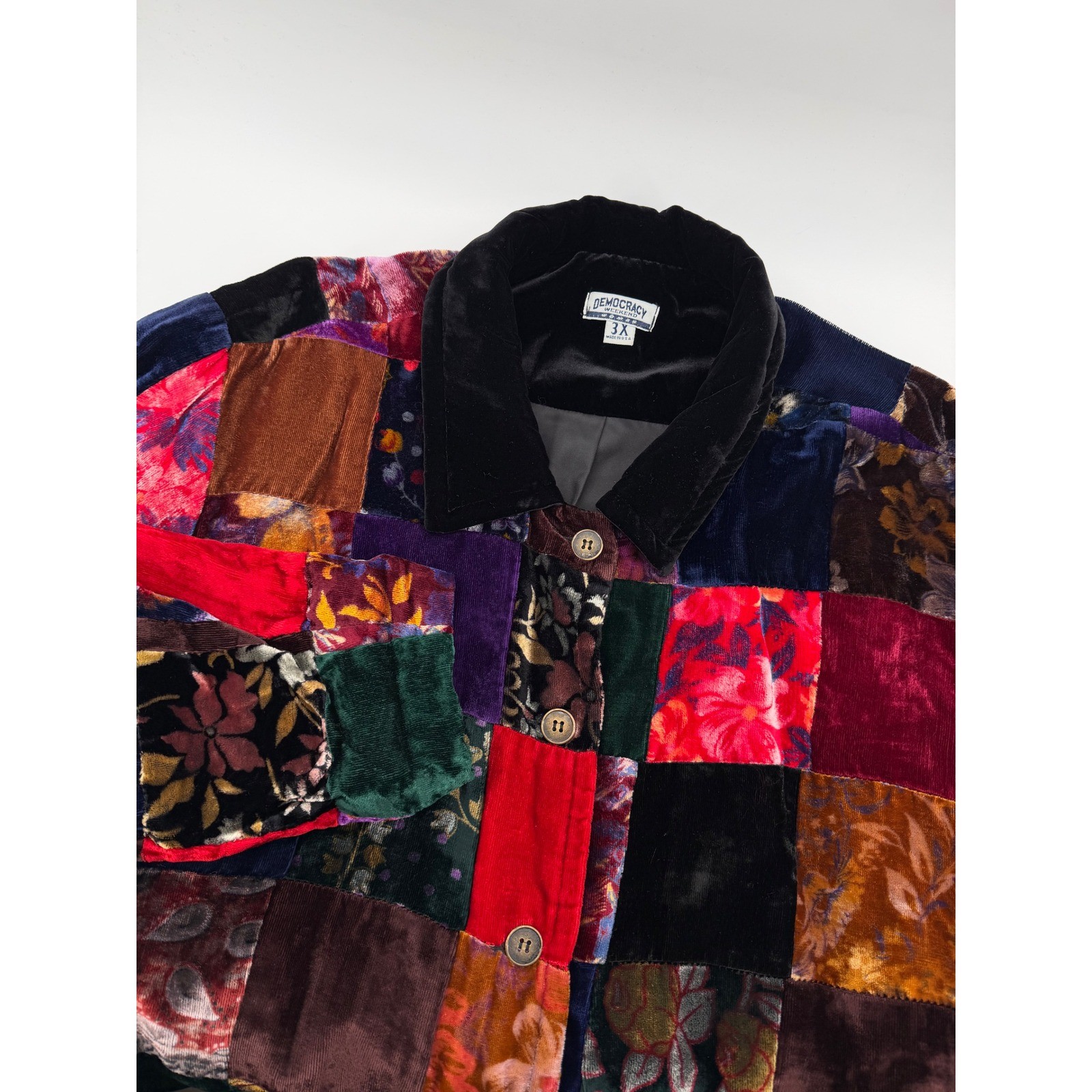 DEMOCRACY WEEKEND Patchwork Velvet Jacket Women's… - image 1