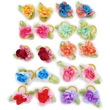 Pack of 100 Handmade Flower Dog Hair Bows - Assorted Colors for Stylish Pets