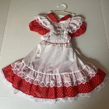 Polly Flinders Smocked Dress 3T Red Polka Dot W/ White Spotted Overlay