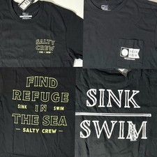 2 Salty Crew Surf M Premium T Shirt Black Fishing Beach Shirts, 1 Front Pocket