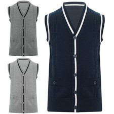 Kids Boys Sweater School Uniform Tops Clothes Vests With Fake Pockets Waistcoat