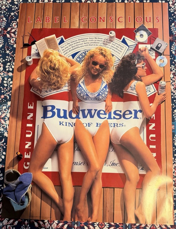 Budweiser "Label Conscious" 1987 Anheuser-Busch Beer Print Ad Poster Breweriana