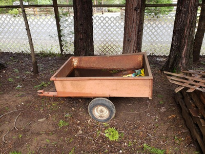 #ad #ad Heavy Duty Brown Metal Tow Behind Cart 2 Wheels Rubber Utility for Gardening $34.99