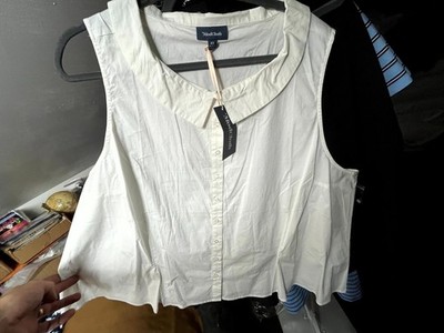 ModCloth White Sleeveless Button Front Blouse Top Plus Size 4X NWT Peter Pan Col