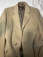 Made In England Beige Trench Coat Wool And Cashmere Large With Pockets  Buttons