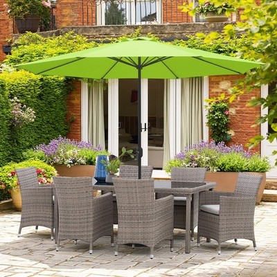 Maypex 11 ft. Steel Market Crank Patio Umbrella in Lime Green