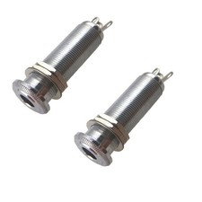 2xGitarre Bass Tonabnehmer Gewindezylinder Jack Ausgang Eingang Steckdose Silber