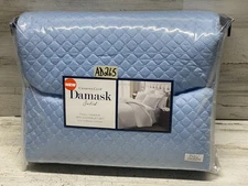 Charter Club Quilted Solid Queen Coverlet & Shams 3pc Set Horizon light Blue New