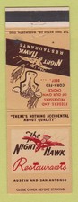Matchbook Cover - Night Hawk Restaurants Austin San Antonio TX