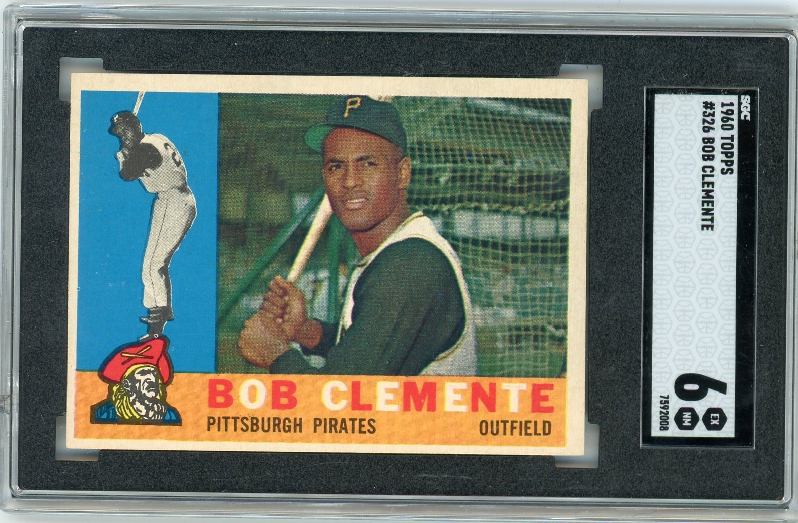 1960 TOPPS #326 ROBERTO BOB CLEMENTE PIRATES HOF SGC 6 BEATIFUL CARD!!!!