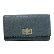 FENDI Peekaboo 8M0308 Blue Gray Leather Long Wallet