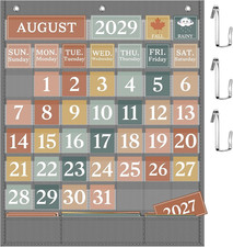 Boho Calendar Pocket Chart Set for Classroom, 118 Cards