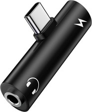 USB C to 3.5mm Audio Adapter and Fast Charger for Samsung Galaxy A17 Black