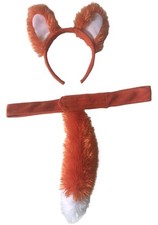 Kids Plush Burnt Orange Fox Headband Ears  Tail Costume