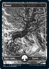 1x Forest (412) - Silver Foil Etched - The Moonlit Lands Near Mint MTG Magic - K