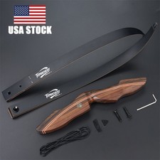 60" Takedown Recurve Bow 25-60lbs Wooden Limbs Archery Bow Hunting Shoot Target