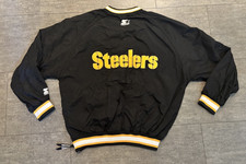 90s Pittsburgh Steelers Starter Pro Line Pullover Windbreaker Jacket Large CLEAN