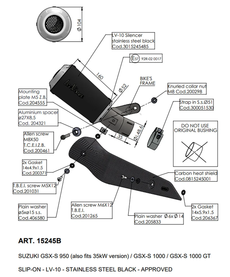 Tubo De Escape Leovince LV-10 BLACK EDITION para SUZUKI GSX-S 950 2021 > 2024 - Imagen 4 de 4