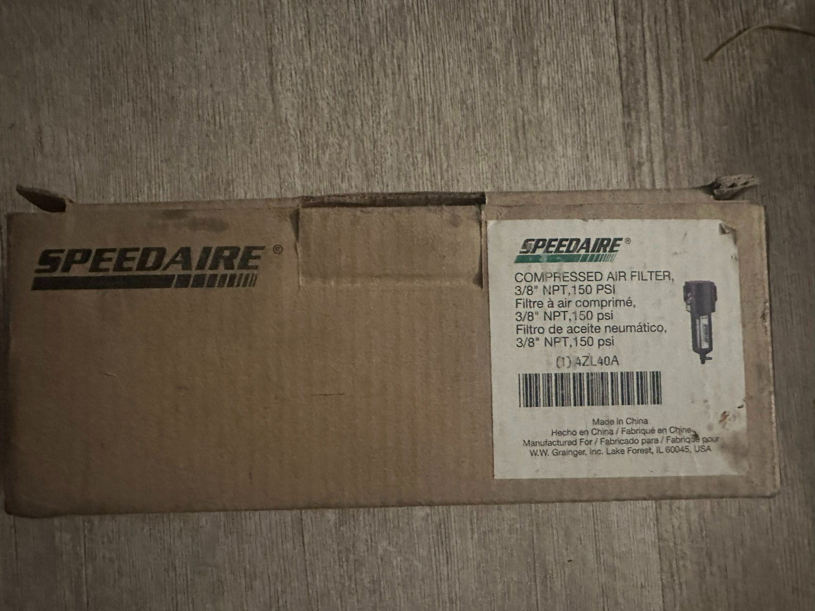 New Speedaire General Purpose Compressed Air Filter 4ZL40A 3/8"