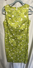 Talbots Green Limes Cotton/spandex Sheath Dress Sleeveless Stretch Midi Sz 8
