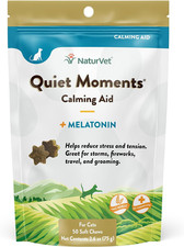 Naturvet Quiet Moments Calming Aid Cat Supplement plus Melatonin Helps Reduce