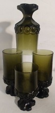 4 Vtg Tiffin Franciscan Crystal Glass Madeira 5.5   6.5" Avocado Green Goblets