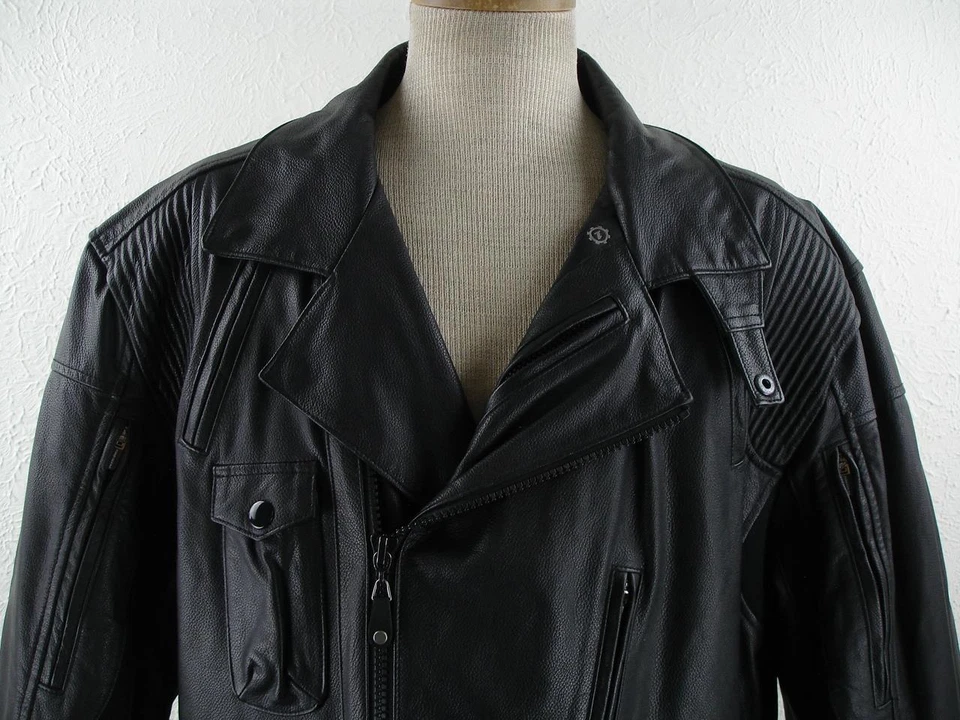 Mens 2XL First Gear Premium Motorcycle Riding Jacket Black Leather Insulated Zip - Image 2 of 4