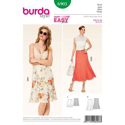 Burda 6903 Misses Röcke Schnittmuster Gr. 8 - 24 Skill: SUPER EINFACH