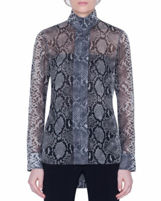  Akris Python-Print Silk Funnel-Neck Tunic SZ 38 = US 6 - NWOT