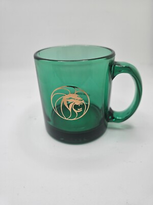 MGM Grand Hotel Green Glass Mug Made in USA