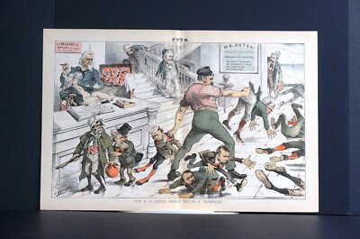 Arthur as Presidential Bouncer 1883 NO COMMUNISTS FENIANS MOST ROSSA EGAN Puck