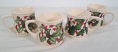 MOORCROFT KERAMIK Zuckerstange Tassen Weihnachten Teetasse 2015 4er SET
