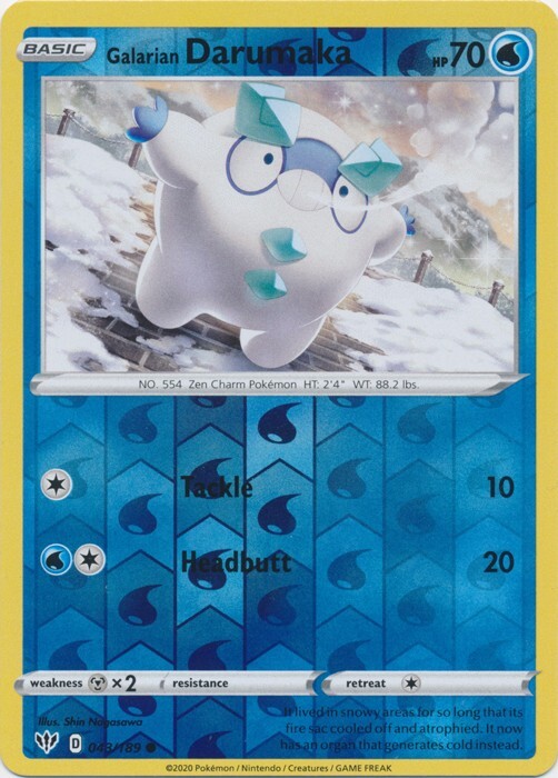Reverse Holo Galarian Darumaka Common 043/189 Darkness Ablaze