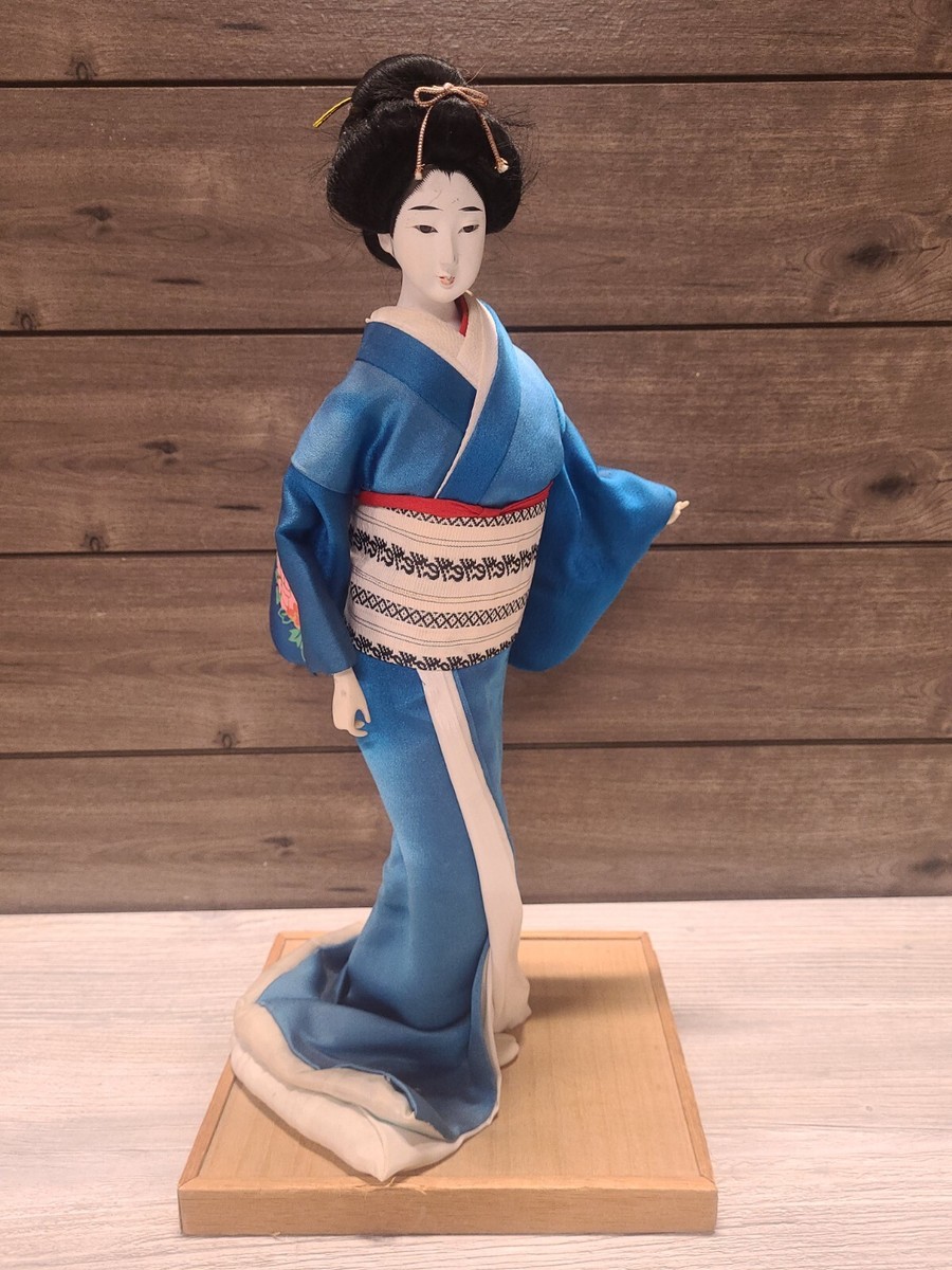 日本人形 紺色着物 傘付き Japanese traditional doll Vintage Nishi Japanese Geisha Doll 15” Blue - Made in Japan | eBay