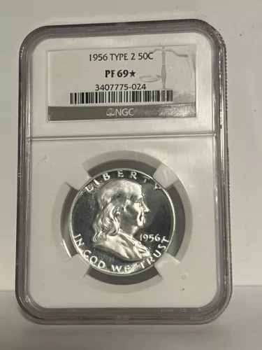 1956 TYPE 2 FRANKLIN HALF DOLLAR NGC PR 69 STAR