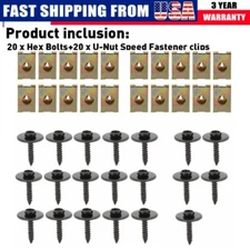 For Ford Metal Car Screw Body Fender Bumper Retainer U Nut Clips Gasket Fastener