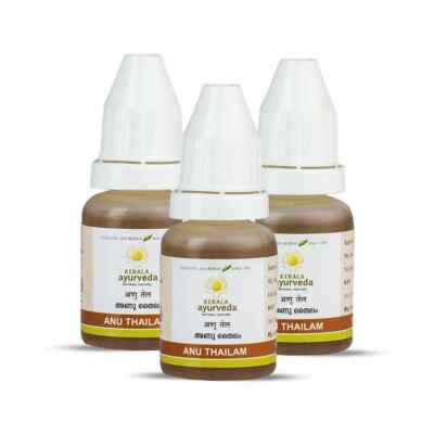 3 x Kerala Ayurveda ANU Thailam (10 ml) TAILAM - Nasya Oil Sinus Relief herbs
