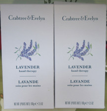 2 Crabtree Evelyn Hand Therapy Cream Lotion LAVENDER 3.5 oz ea