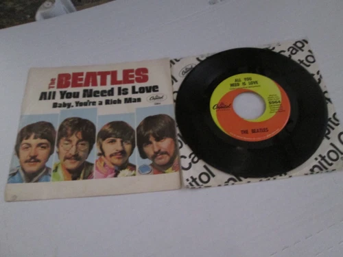 1967 THE BEATLES  ALL YOU NEED IS LOVE 45 & PICTURE SLEEVE VINYL EXC SLEEVE VG+