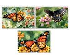6 Assorted All Occasion Note Cards Blank Greeting Cards Flowers Butterflies