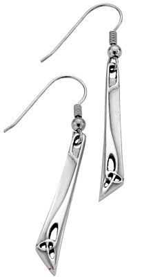 Sterling Silver Earrings Pierced Fitting Celtic Trefoil Detail