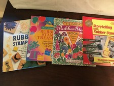 Lot of 4 Rubber Stamp Books, Very good cond, Mix