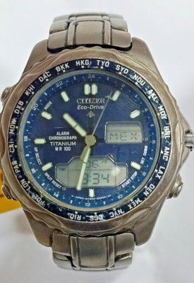 C605-Q02063 CITIZEN ECO DRIVE TITANIUM CHRONOGARPH MEN''S WATCH JC