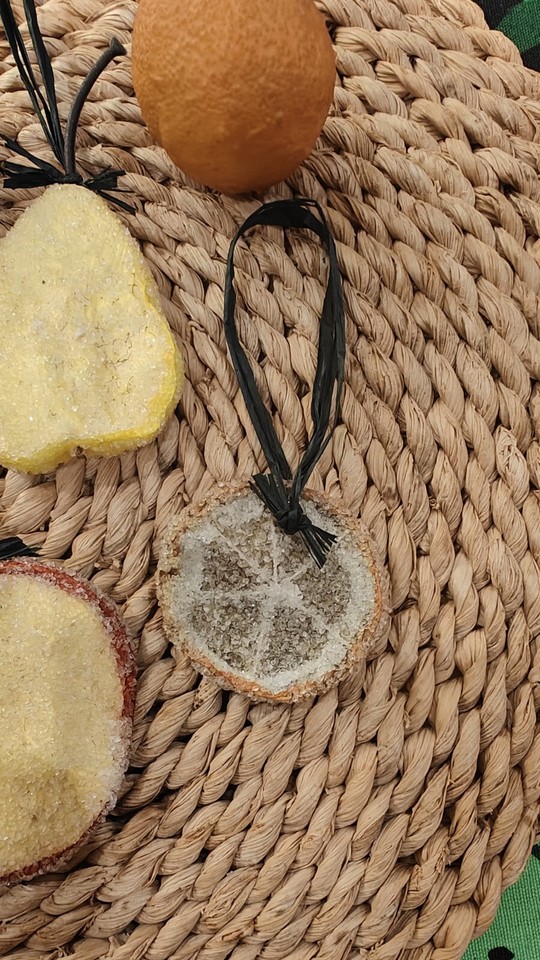 Vintage Christmas Tree Decoration Fruit Apple Lemon Pear Orange Frosted